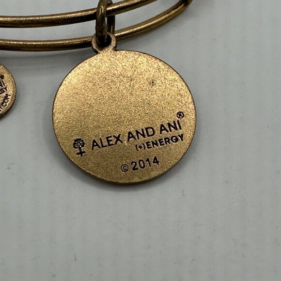 Alex And Ani Gold-Tone Clover Charm Bangle Bracelet Infused With Energy Technolo - Picture 4 of 4